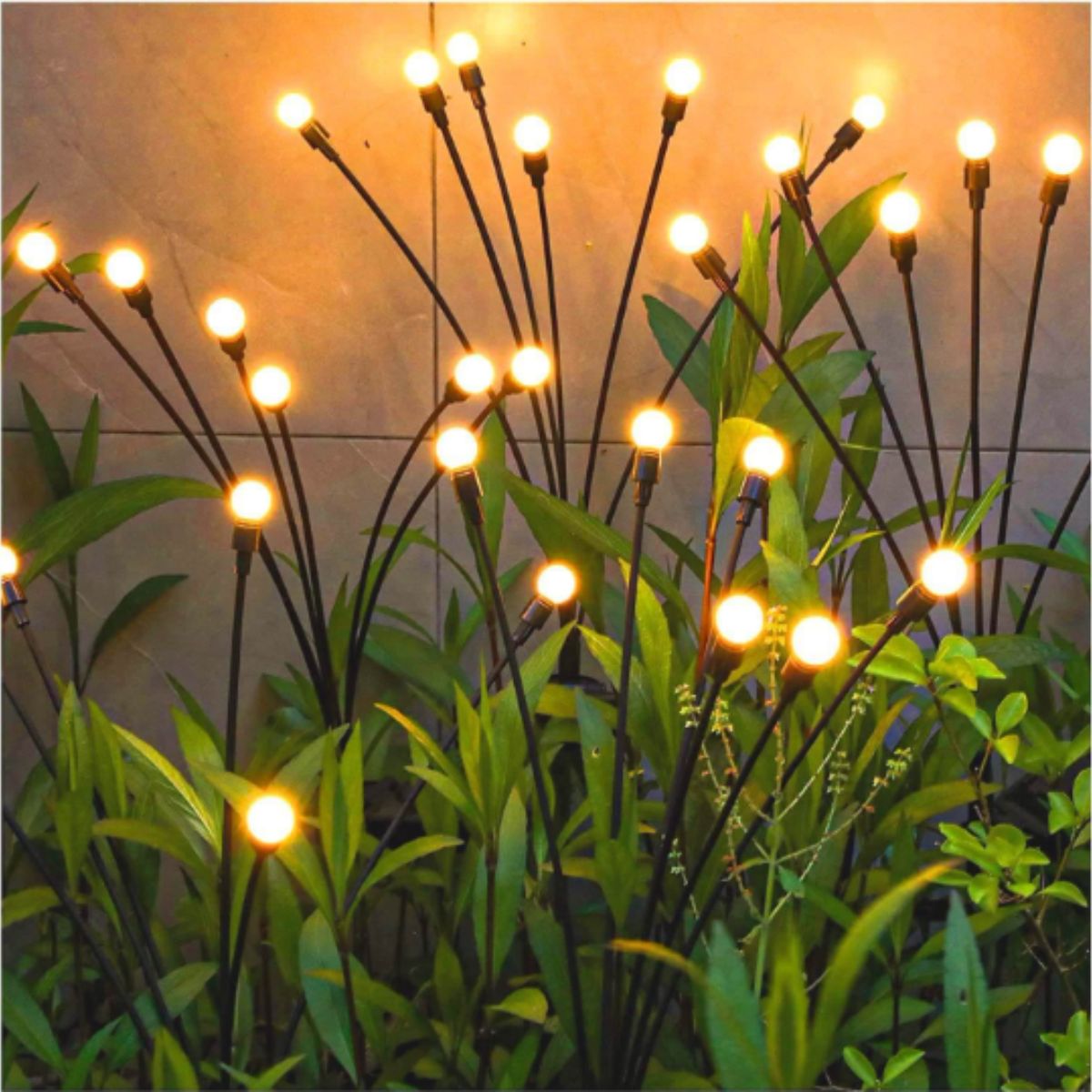 Solar Garden Lights With Firefly LED Stems, IP65 Pathway Stakes, 17.3 in, Sets of Six to Ten