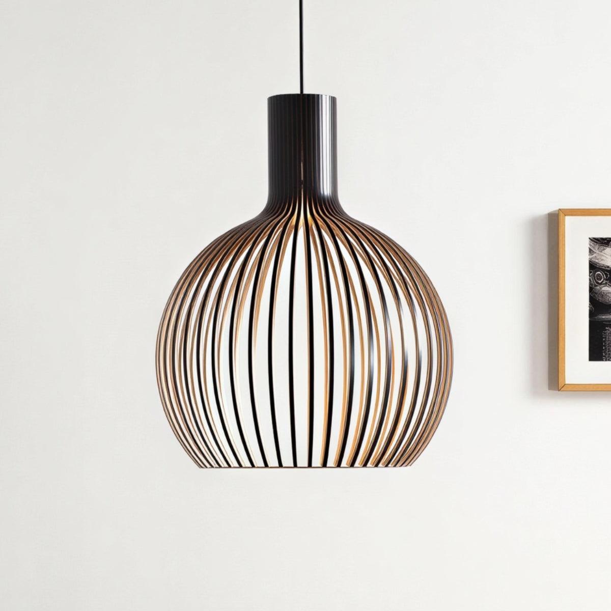 Wood Cage Pendant Light With Slat Shade, E26 Base, Adjustable Cord, Three Sizes - Image 6