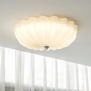 Petal Flush Mount Ceiling Light With Glass Shade, Integrated LED, 15.7 in