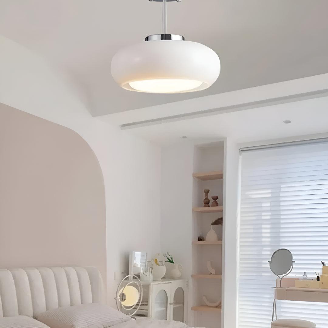 Semi Flush Mount Ceiling Light With Glossy Glass Shade, Mid-Century Design, 11 in - Image 2