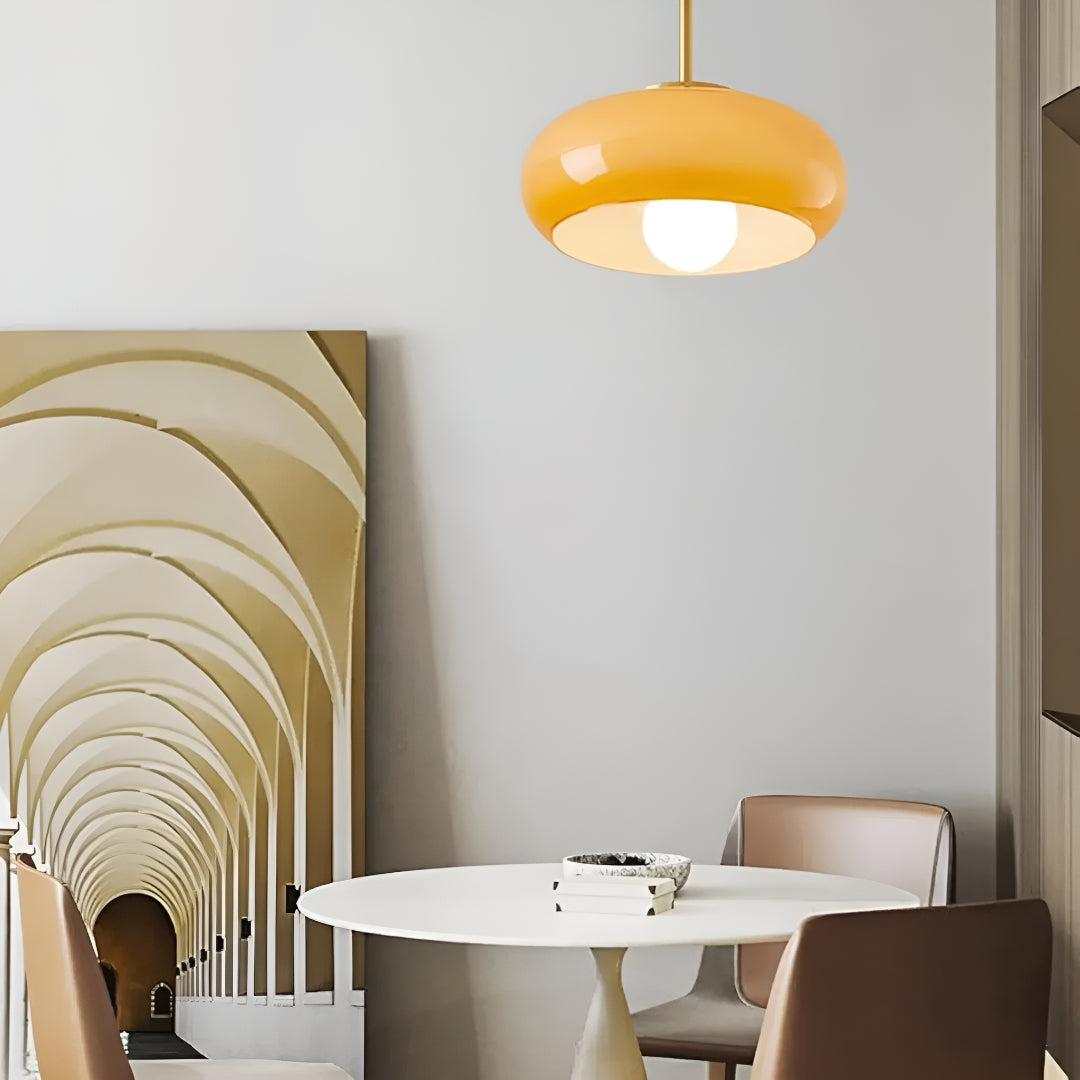 Semi Flush Mount Ceiling Light With Glossy Glass Shade, Mid-Century Design, 11 in - Image 4